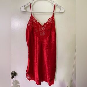 Vintage Victoria’s Secret Gold Label Red Lace Slip Dress Nightgown